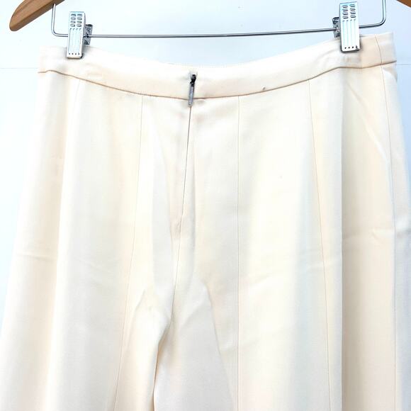 Haute Hippie Wide Leg Front Slit Cream Trousers Pants 6 High Waisted Flowy - Picture 7 of 12
